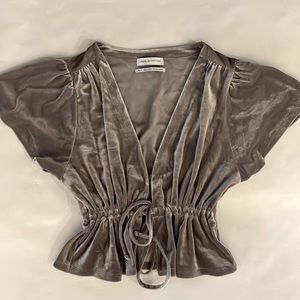 Urban Outfitters Silver Velvet Top